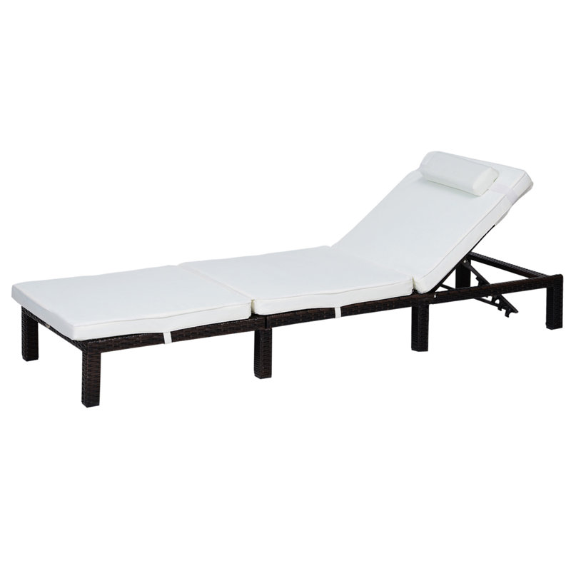 Aymelia 195 cm Long Reclining Single Chaise with Cushions, Brown, Cream