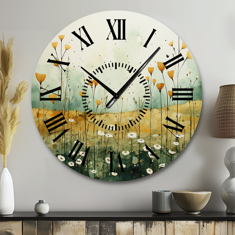 Horloge murale Whispering Meadows I - Abstract Collages, Grand
