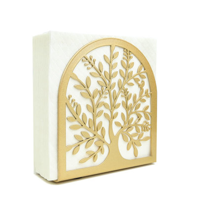 Napkin Holder For Tables Kitchen Farmhouse Restaurant Outdoor Use Rustic Napkin Holders Gold (Tree Of Life)