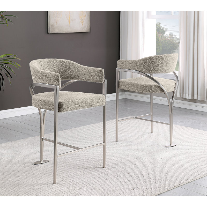 Chaises avec cadre Boucle Counterheight, Siège gris / cadre argenté