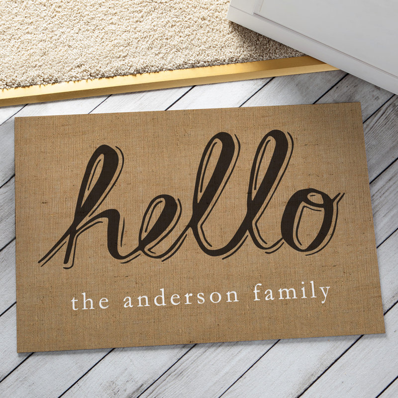 Paillasson d'extérieur 27 po x 18 po Kyser Hello, Taupe