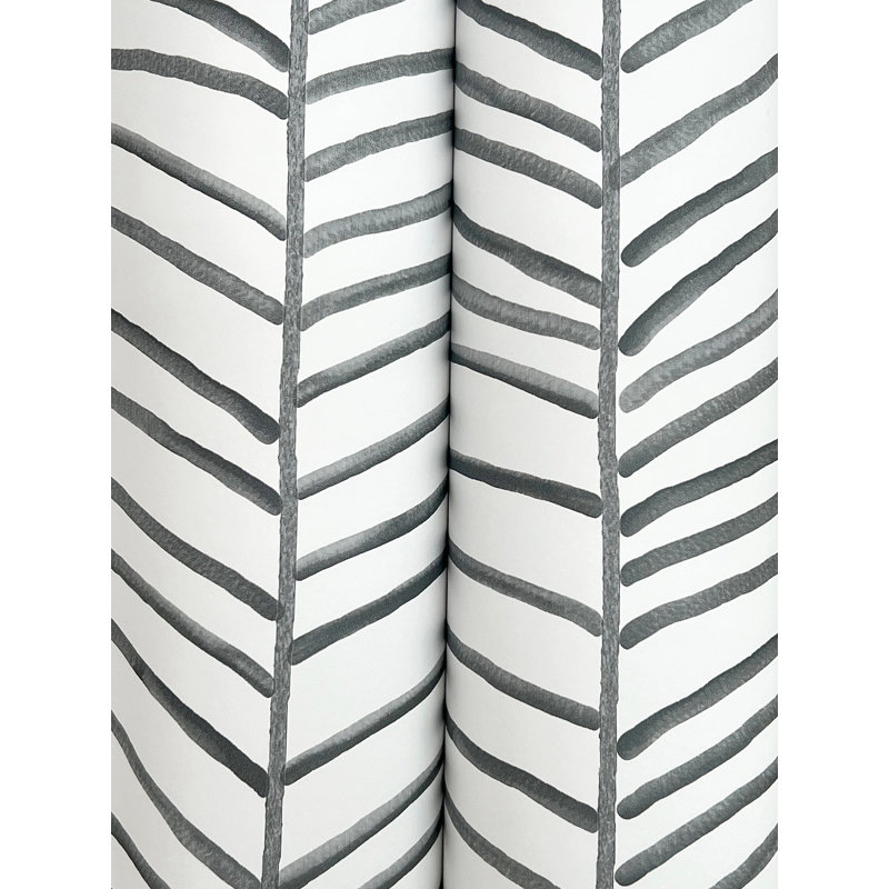 Papier peint Cascade Palm Chevron, Onyx