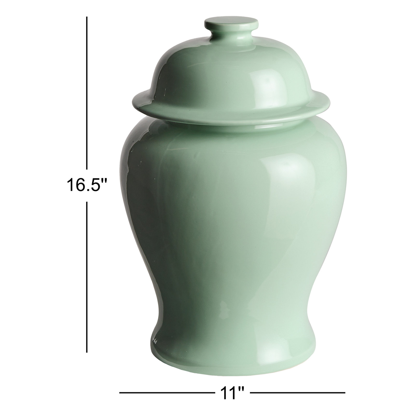 Ricki Ceramic Ginger Jar, Green, 8.5"