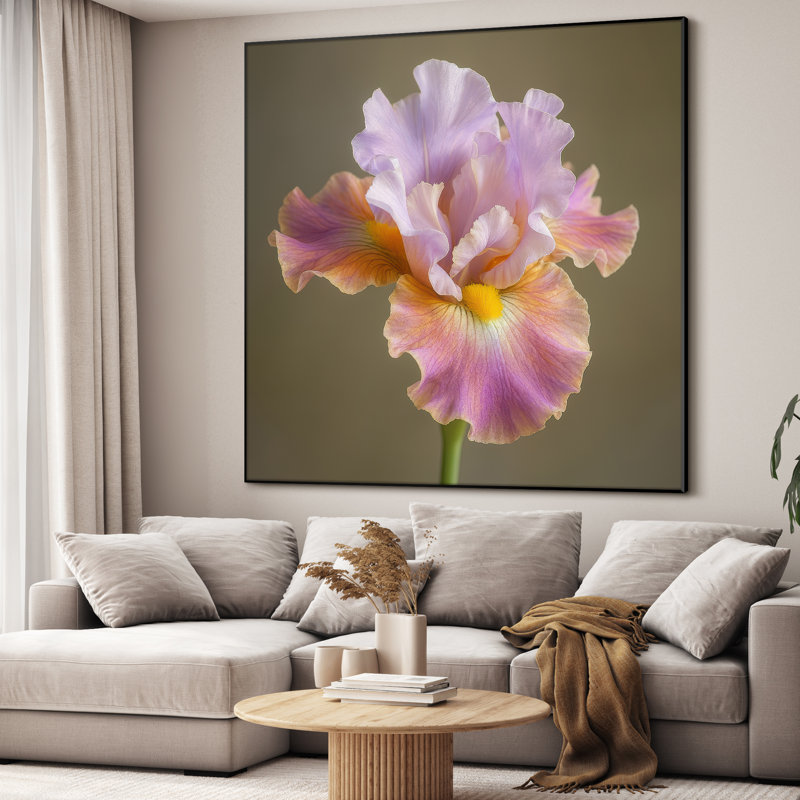 Très grande reproduction d'art sur toile - Fleur, art floral moderne, décoration pour le salon ou la chambre à coucher - «Assemblage requis du cadre (cadre non fini)»