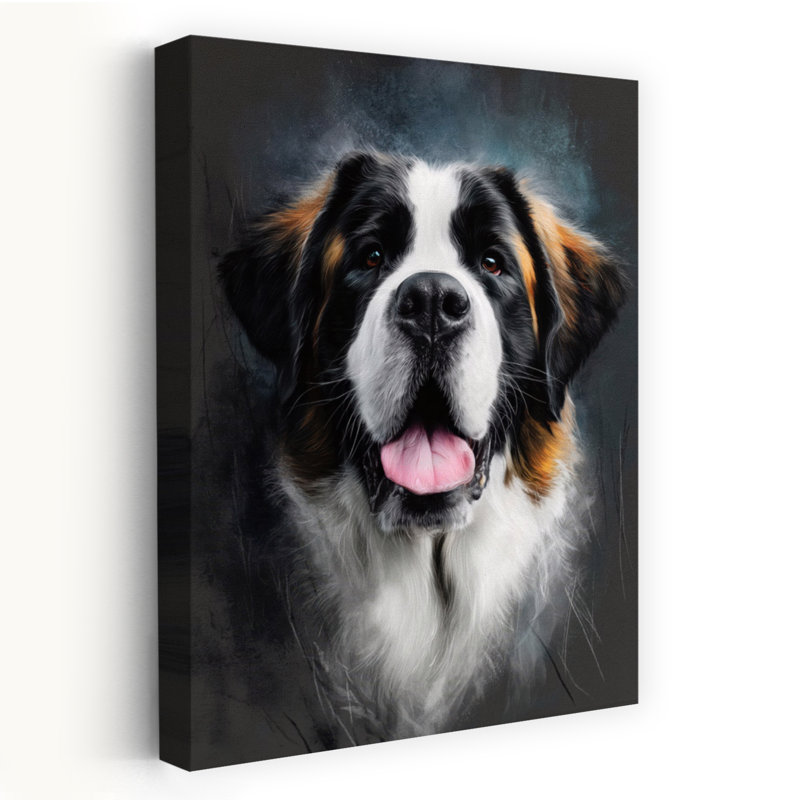 Saint Bernard Dog, art mural contemporain, H 48 po x l 32 po