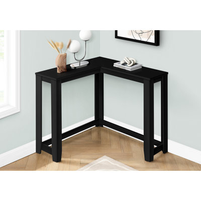 Console décorative pour hall d'entrée, coin étroit pour la chambre à coucher et le salon, transitionnel stratifié noir, 2 étagères avec vestibule décoratif décoratif pour la maison, accent dans les maisons solides