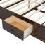 Lit plateforme très grand en bois avec tête de lit à plusieurs tiroirs - construction robuste, couleur antique, tiroirs sans sommier, nécessaire, look élégant-118042312