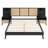 Structure de lit grand format en rotin et bois avec 2 tables de chevet et lampes-874614863
