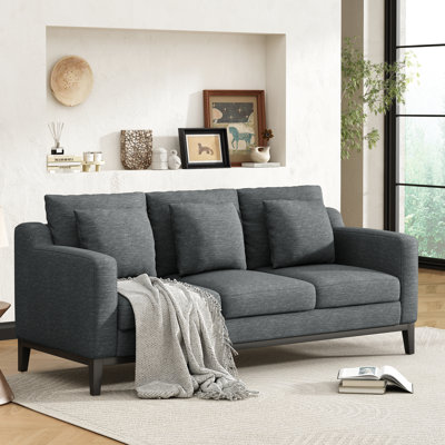 Elegant Charcoal 3 With Fabric And Wooden Legs - Plywood Frame For Home Classy Upholstery Living Spaces