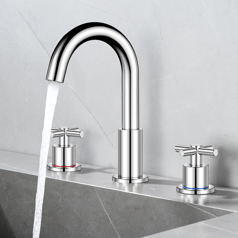 Robinet de salle de bain 3 trous HGN 8 pouces, robinet d'évier 2 poignées avec bonde escamotable, Chrome