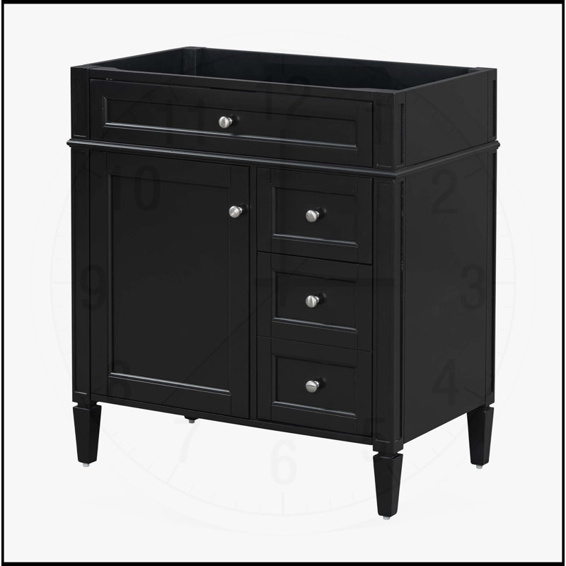 Meuble-lavabo de salle de bain sans lavabo supérieur, Noir, H 32 po x l 29,3 po x P 18 po