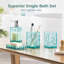 Ensemble d'accessoires de salle de bain, ensemble de comptoir de salle de bain en acrylique bleu sarcelle avec porte-brosse à dents, distributeur de savon, gobelet, porte-savon, décoration de salle de bain moderne turquoise Boho, choix de cadeau idéal