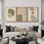 «Mid Century Modern Boho», feuille organique tropicale organique, images chaudes abstraites neutres, impression sur toile encadrée, 3 pièces-79731283-79731281