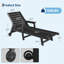 Chaise longue d'extérieur en PEHD - Fauteuil inclinable réglable à 5 positions avec porte-gobelet et roulettes amovibles - Mobilier de patio résistant aux intempéries pour la piscine, la terrasse, la plage - noir-1220512367-1220512365