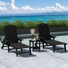 Ensemble de chaises longues inclinables en poly avec roulettes et porte-gobelets 3 pièces Brighton