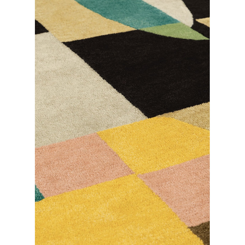Jazzy Hand Knotted Wool Abstract Area Rug, Rectangle 6'7" x 9'10"