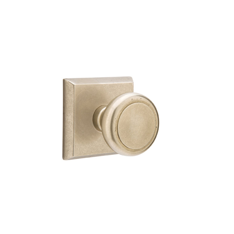 Passage Butte Knob with # 6 Rose, Tumbled White Bronze