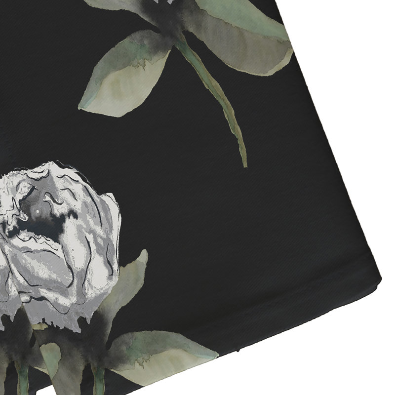Ladwig Polyester Floral Square Napkin, Black