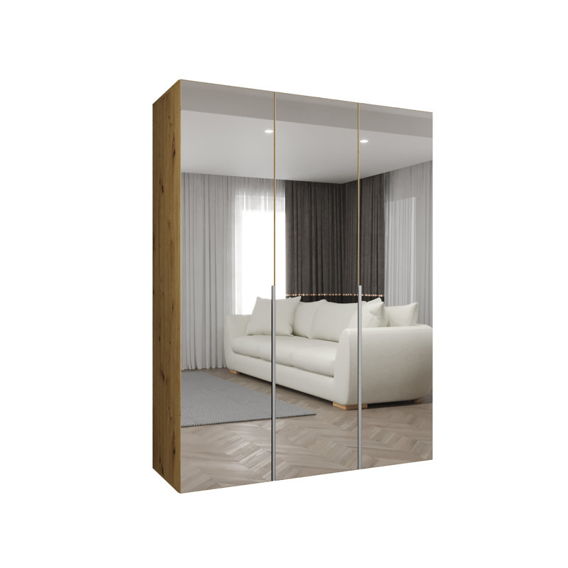 Manufactured Wood Wardrobe, artisan oak + handles: cashmere