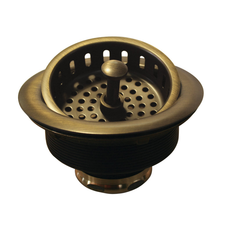Solid Brass Style Kitchen Sink Basket Strainer, Antique Brass