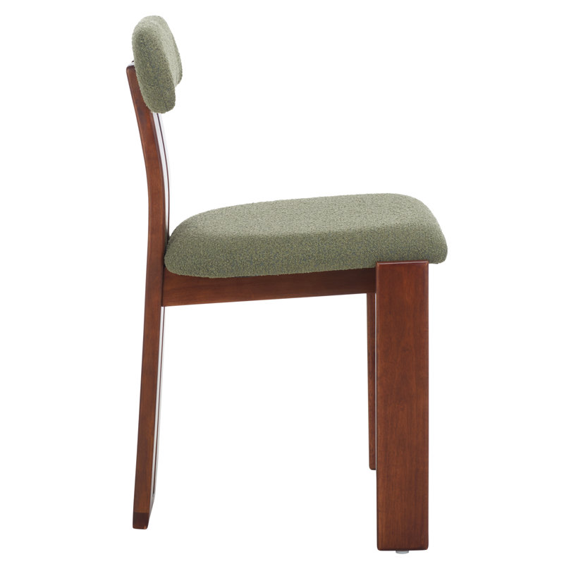 Cayde Boucle Dining Chair, Walnut, Sage