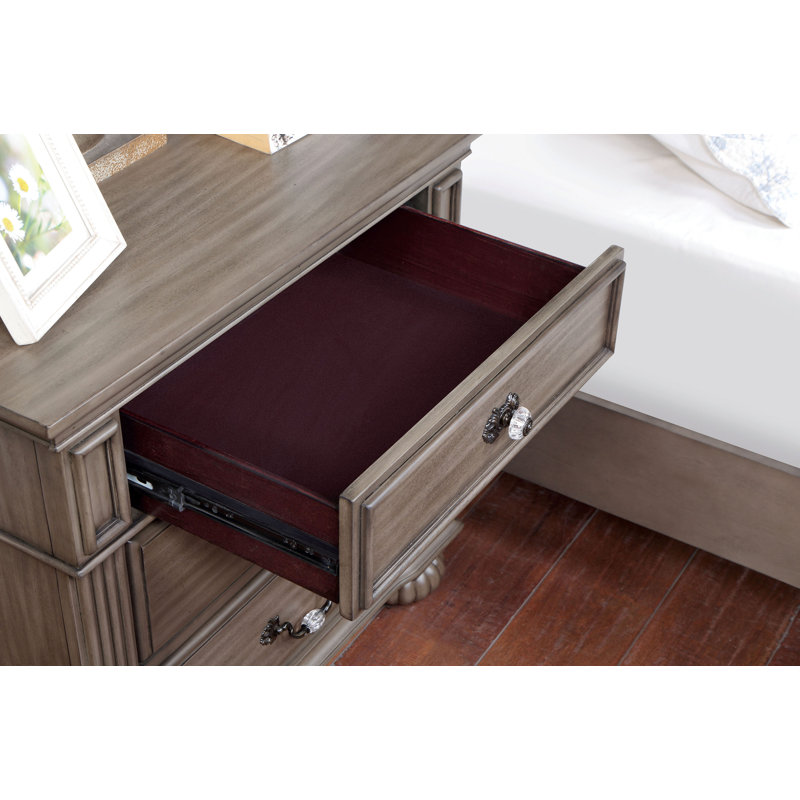 Table de chevet à 3 tiroirs Aime, Gris