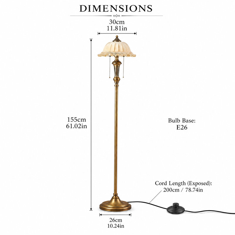 Vintage Brushed Brass Floor Lamp