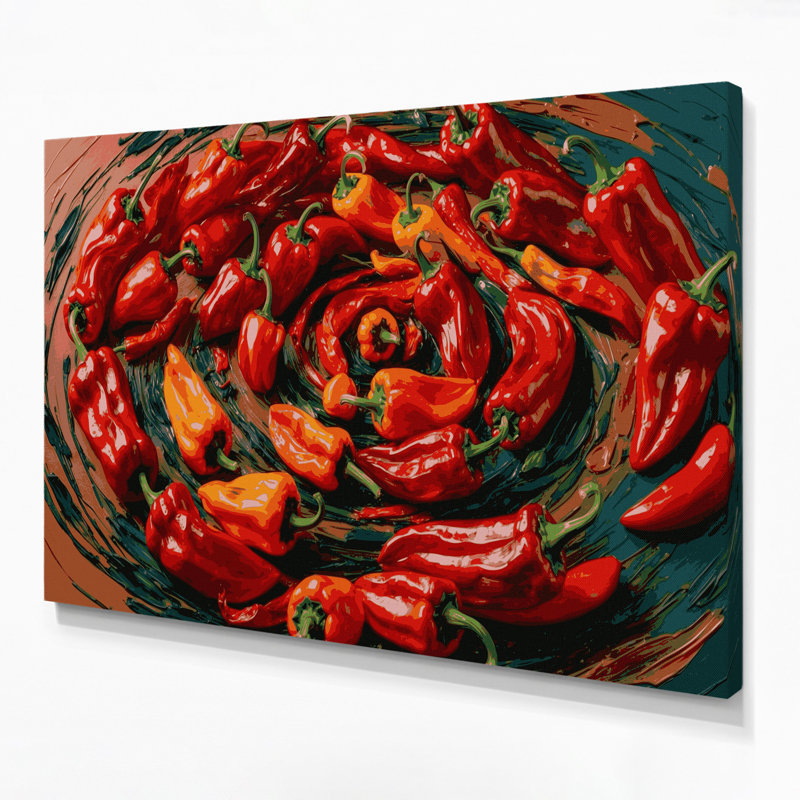 Vegetables Hot Pepper Cayenne Brown Canvas Wall Art, 8" H x 10" W
