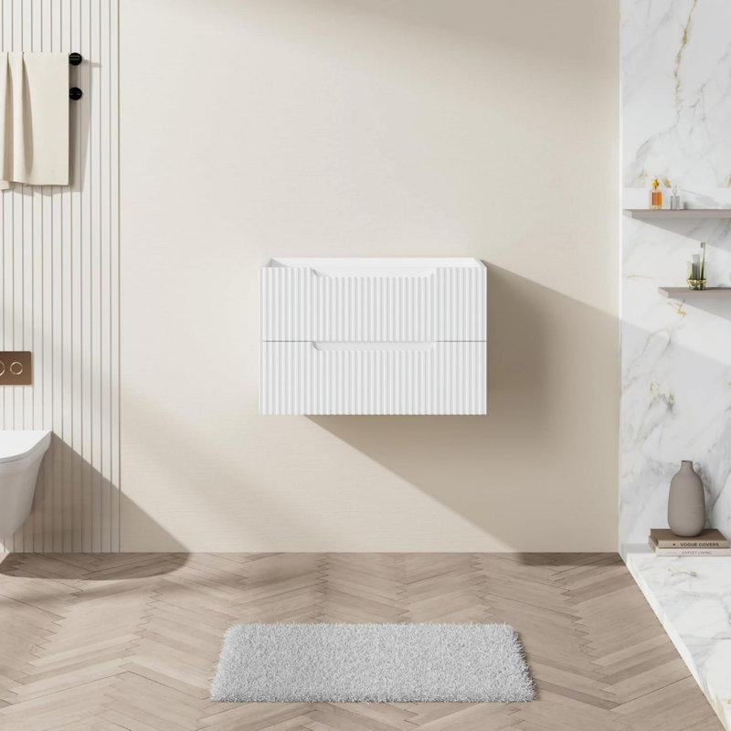 Floating Bathroom Cabinet, Wall-Mounted Cabinet For Bathroom, White, 19" H x 29.53" W x 18" D