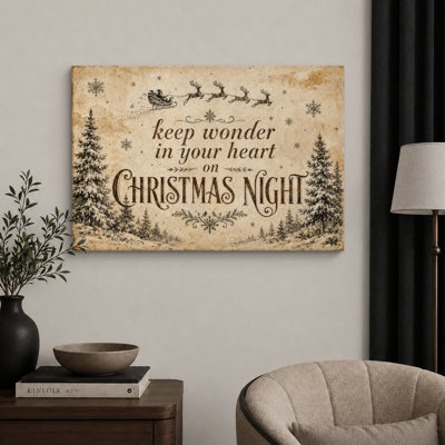 «Vintage Christmas Night Holiday», photos de salon, impression sur toile encadrée
