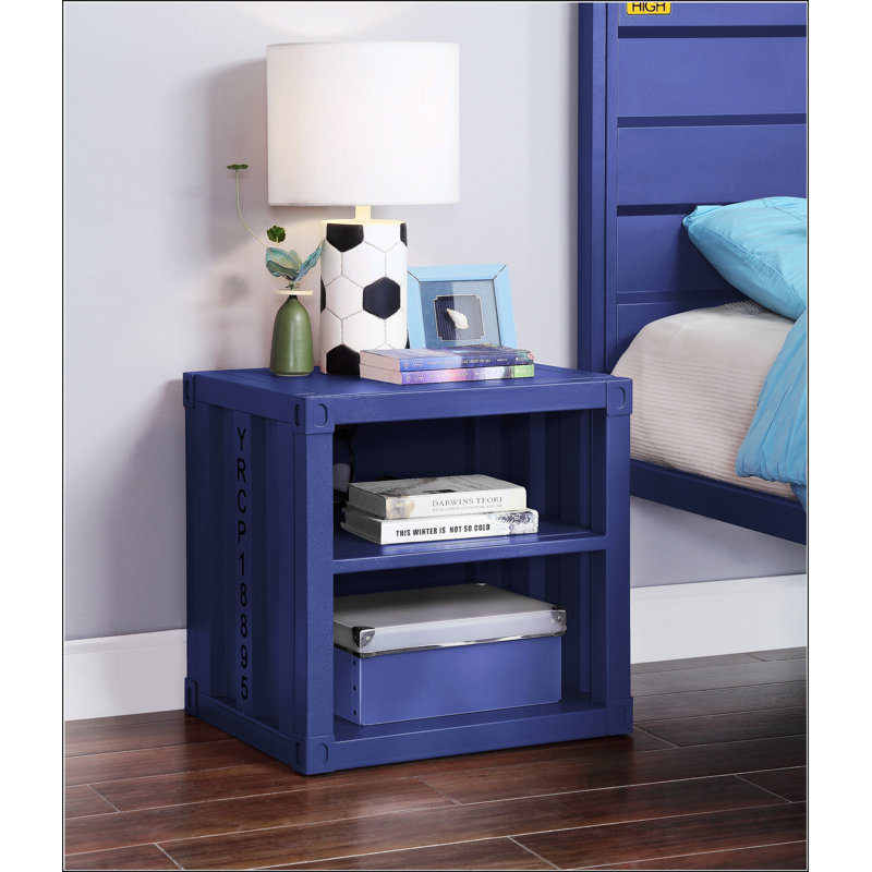 Table de chevet Cargo avec USB, Bleu