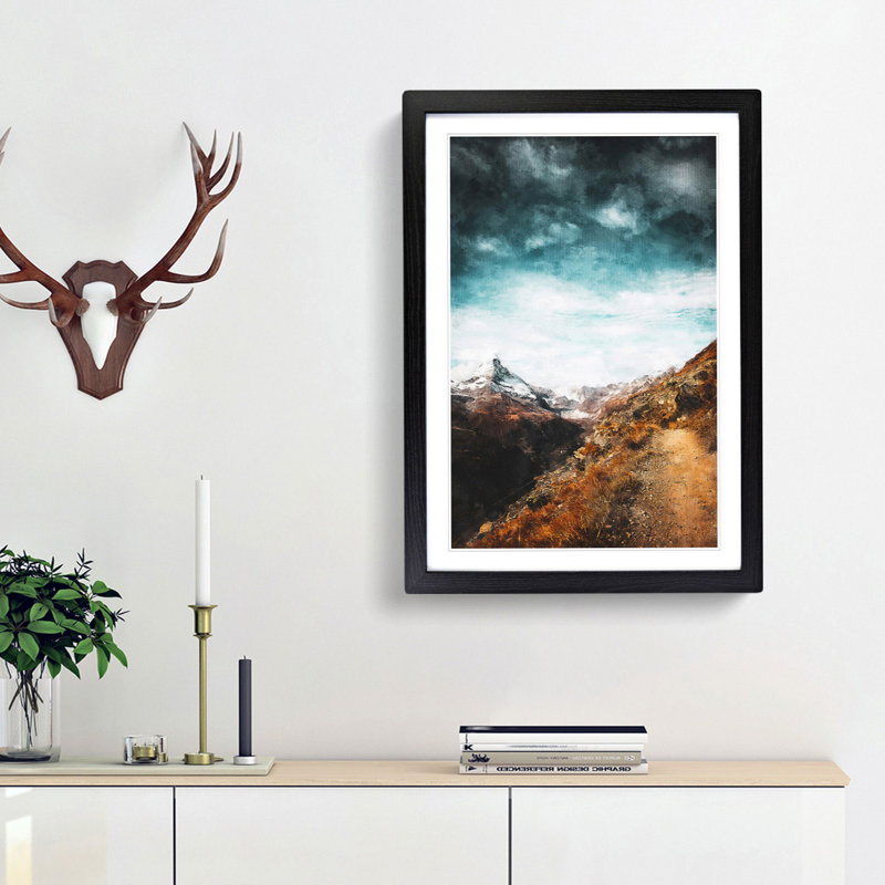 Matterhorn Mountain Switzerland Abstract - Picture Frame Painting Print, 87cm H x 62cm W x 2cm D, Black Framed
