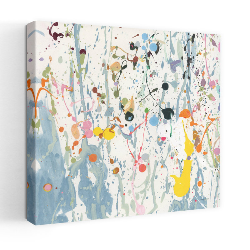 Bright Splatter Contemporary Abstract Art, 18" H x 18" W