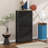 Free Standing Shoe Rack With 2 Flip Drawers And Adjustable Panel, Wood Grain Pattern Top Cabinet, Functional Entryway Organizer-2015928988