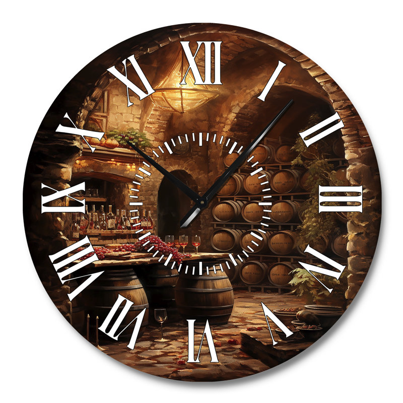Wine Cellar Harmony - Food & Beverage White Face Wall Clock, Large