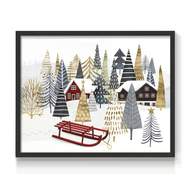Collection de chalet de Noël A - Reproduction encadrée - Restickable, H 11 po x l 14 po, Black