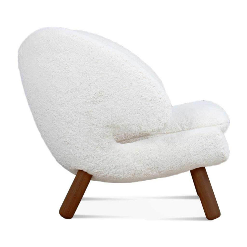 Chaise Sherpa - Nuage blanc / noyer