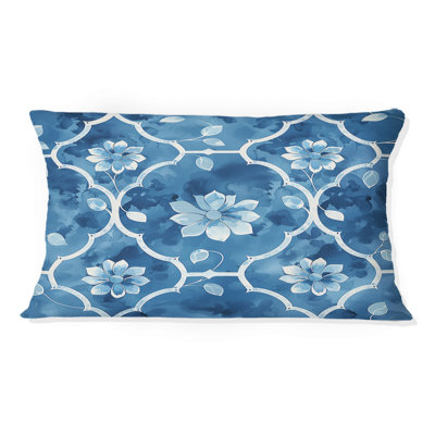 Coussin lombaire bleu Modern Trellis III