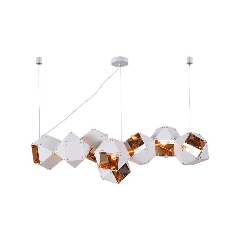 Modern 8 Light White Block Shade Chandelier