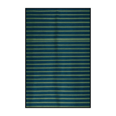 Machine Washable Horizontal Stripes Green Area Rug