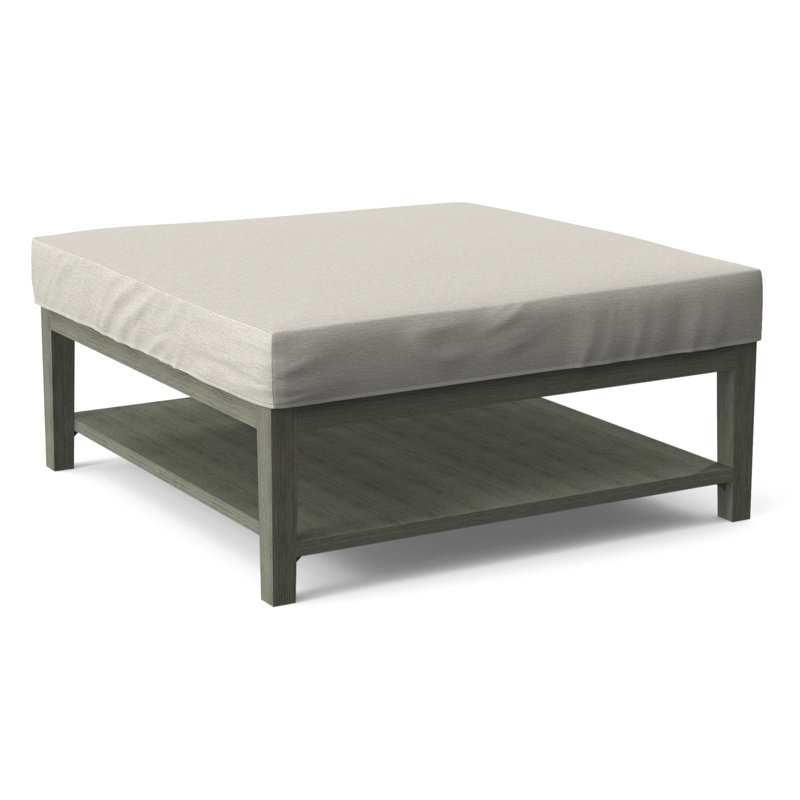 Hammond Square Ottoman, Antique Frost White Finish, White Performance Fabric; 0851-94