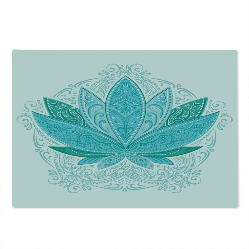 Planche à découper Ambesonne grande taille Mandala Lotus motif bleu ciel sarcelle
