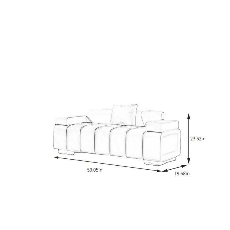 Banc rembourré en cuir, Crème, H 23,62 po x l 59,05 po x P 19,68 po