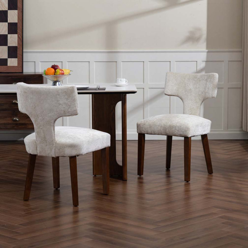 Chaises de salle à manger en tissu d'ameublement Farmhouse, Beige