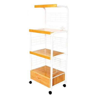 59.5" Tall 3-Tier Microwave Kitchen Cart With Drawer And Outlet(No Include Stool) by 17 Stories