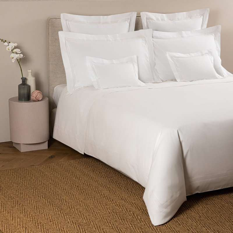 Doppio Ajour Sateen Duvet Cover, Queen Duvet Cover, White