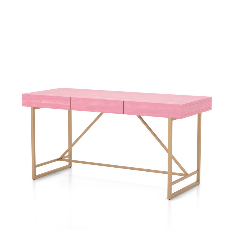 Rania Metal Base Writing Desk, Antique Pink