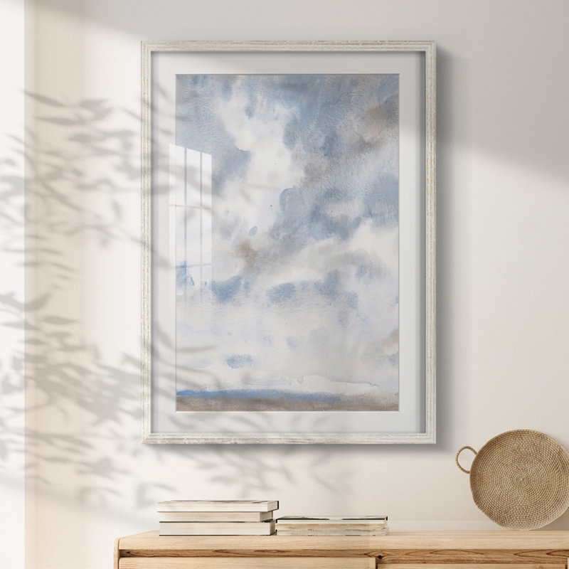 Bleu ciel III - impression encadrée, H 25,5 po x l 17,5 po, Blanc
