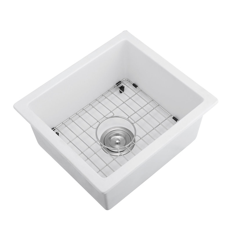 Évier à quartz 18 po x l 16 po - L'insonorisation et la construction sont livrées avec crépine et grille. La barre 18 po x 16 po comprend