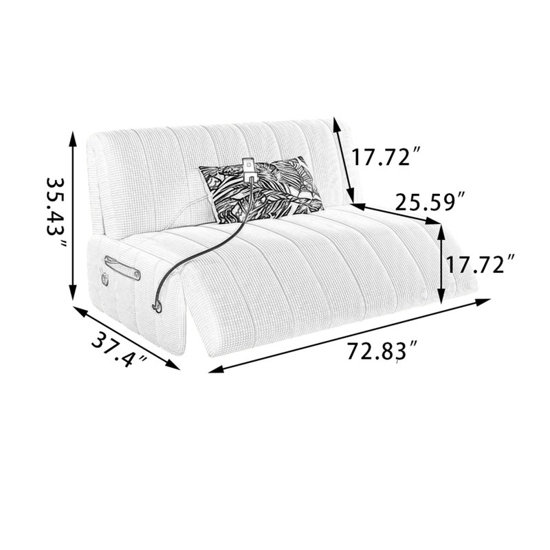 Fauteuil convertible extensible Power, H 35,43 po x l 72,83 po x P 37,4 po